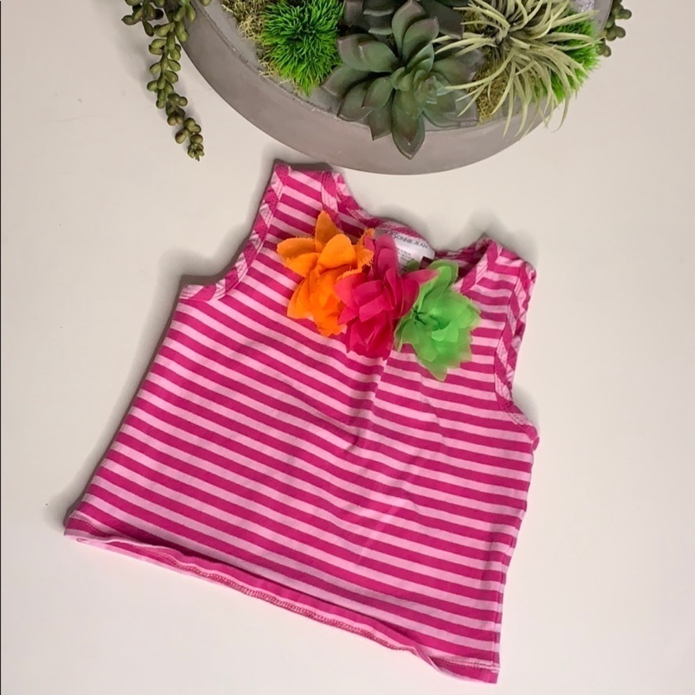 Bonnie Jean Pink stripe tank with 3D floral tank 6